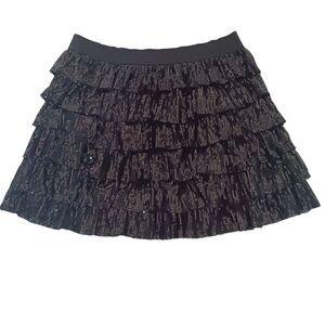 Glitzy Rags Mini Skirt Women's Black Size M/28 Sequin Lined Flowy